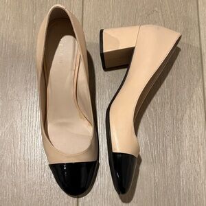 Elegant Beige and Black Women's Pumps
